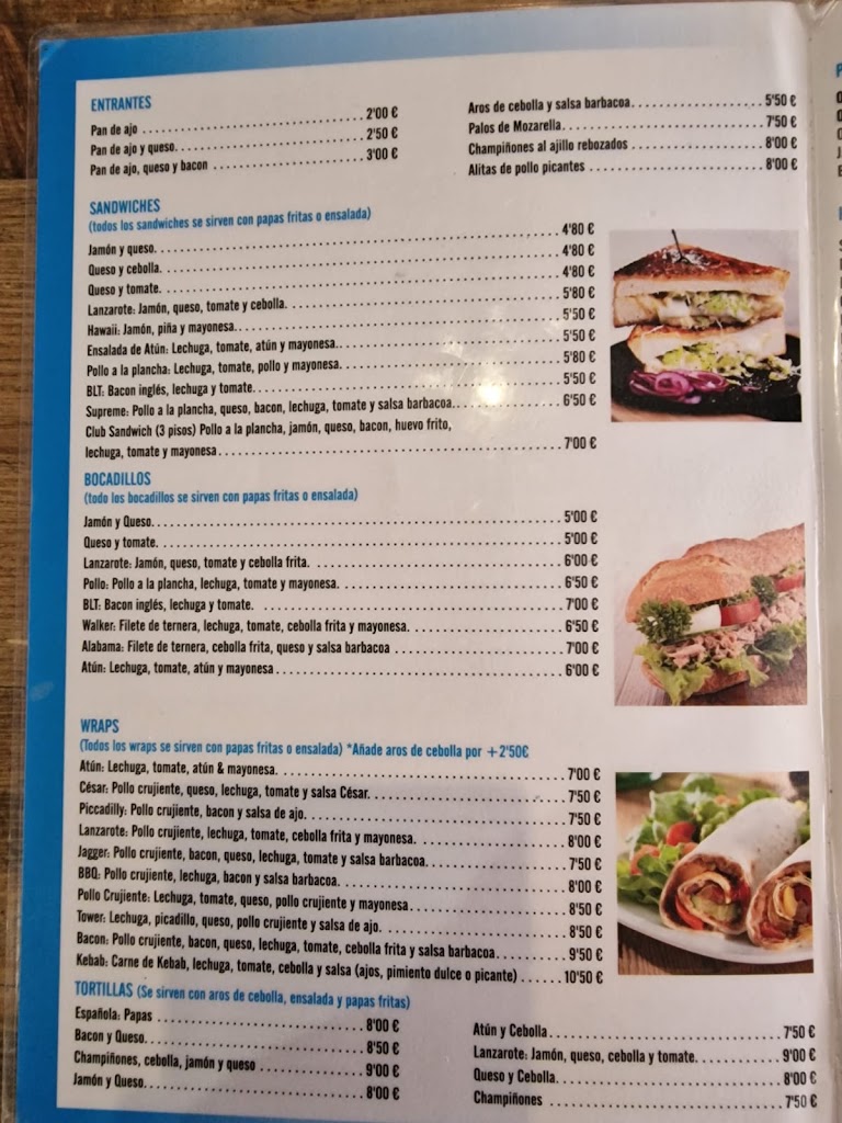 Restaurante La toscana costa Teguise — Carta