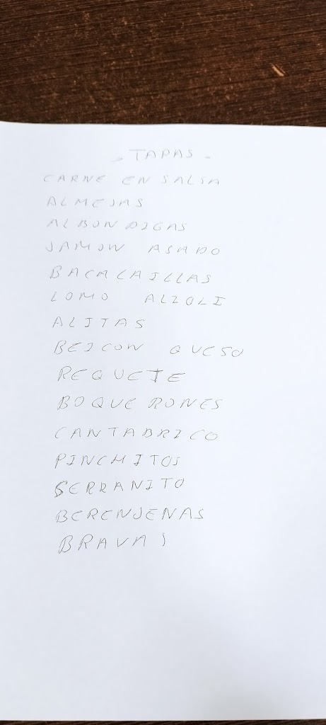 Restaurante los Palomos — Carta