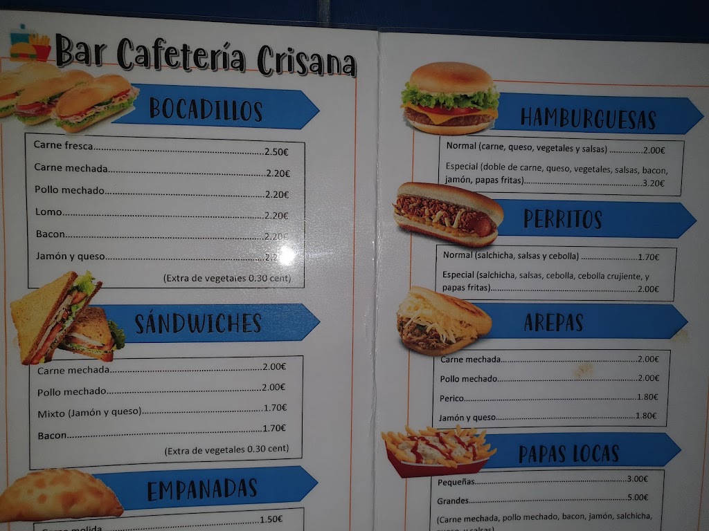 Bar-Cafeteria Crisana — Carta