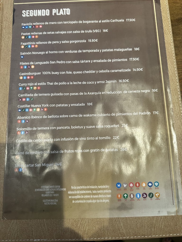 latierra restaurante — Carta