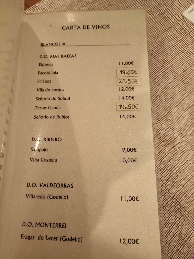 Restaurante Rias Baixas Taperia — Carta
