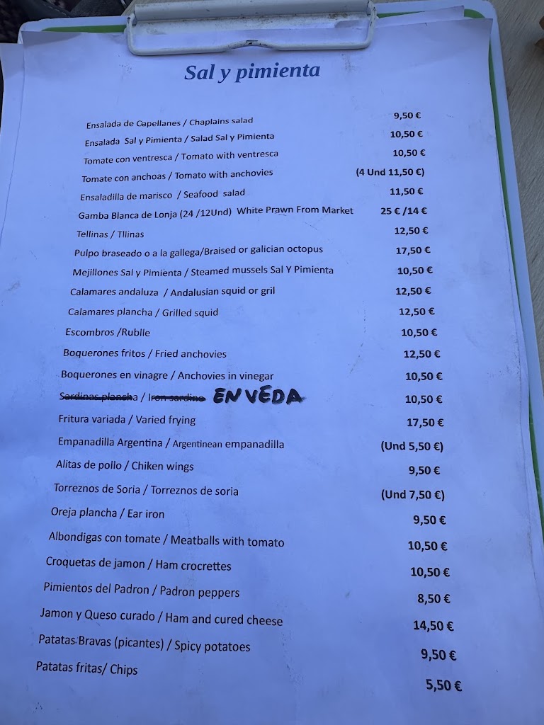 Sal y Pimienta — Carta