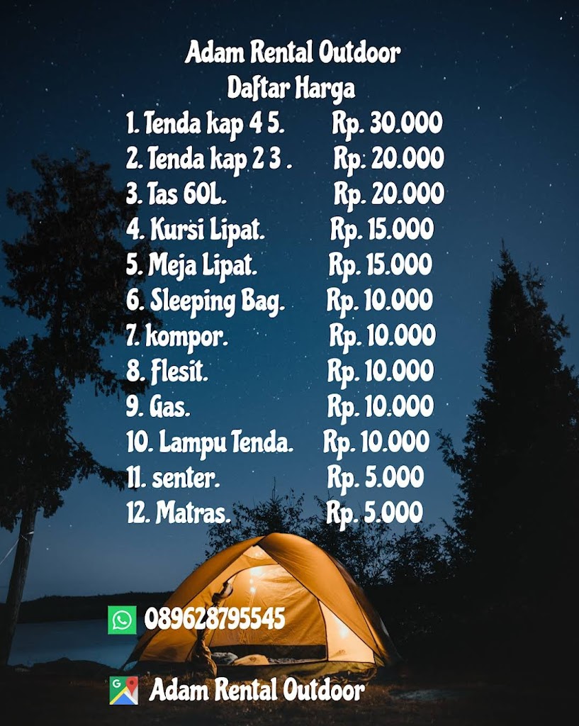 Adam Rental Outdoor , Rental Alat Gunung/Camping