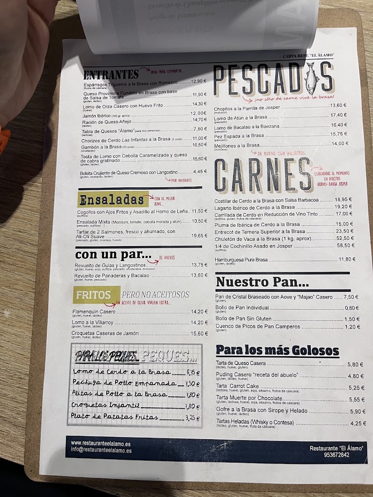 Restaurante "El Alamo" — Carta