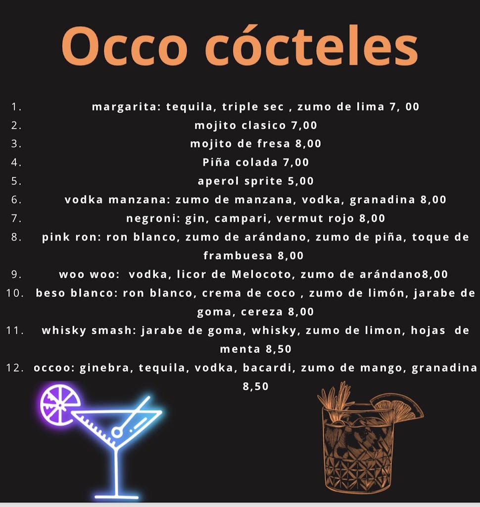 Restaurante occo — Carta