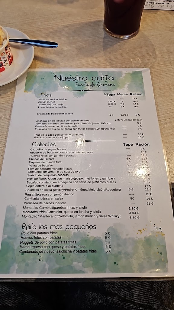 Restaurante Puerta de Oromana — Carta