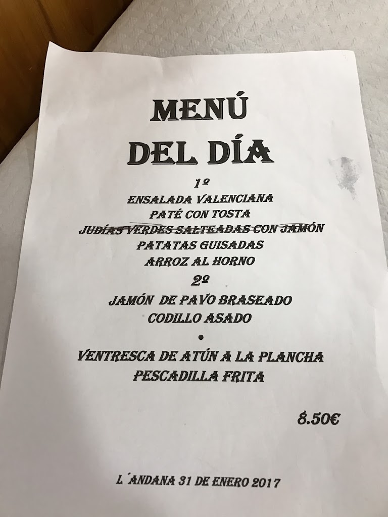 Restaurante L' Andana — Carta