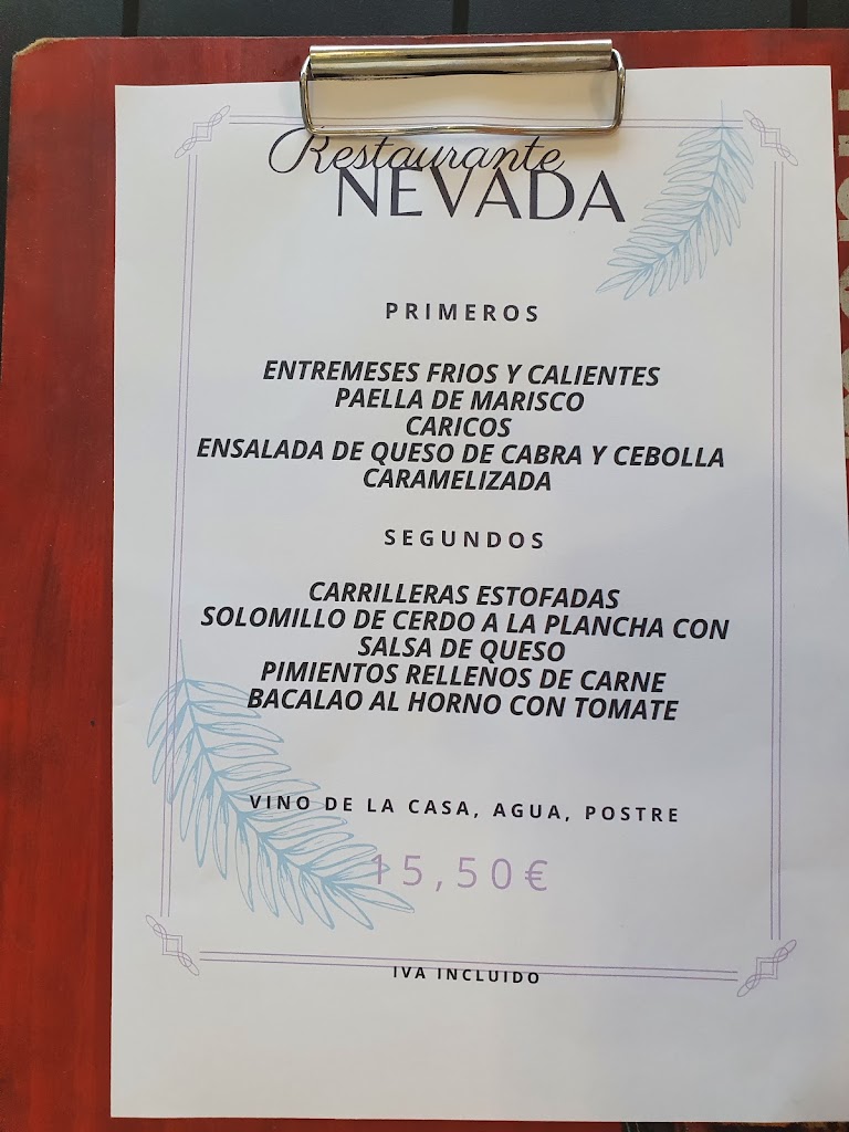 Bar Nevada — Carta