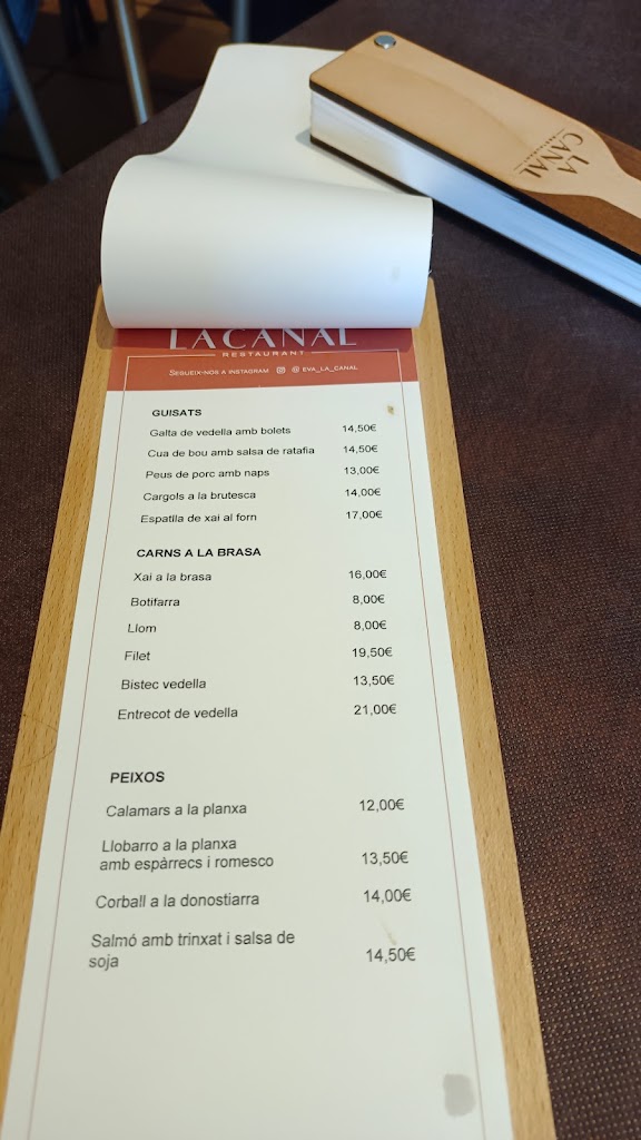 Restaurant La Canal — Carta
