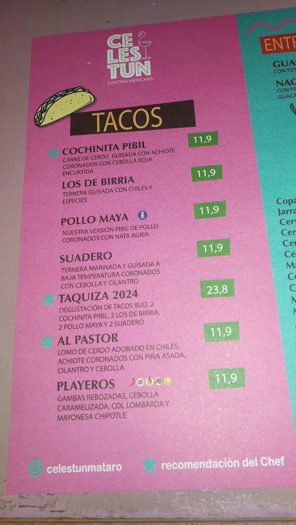 Celestun - Cantina Mexicana — Carta