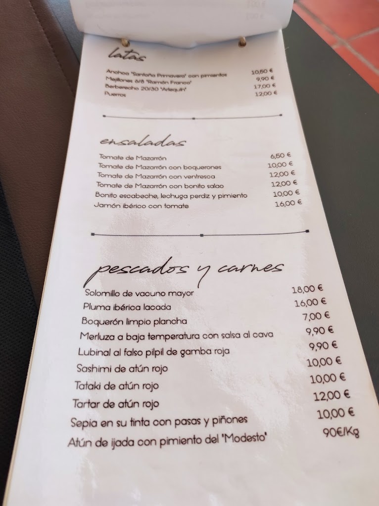 Restaurante Sal Y Almagre — Carta