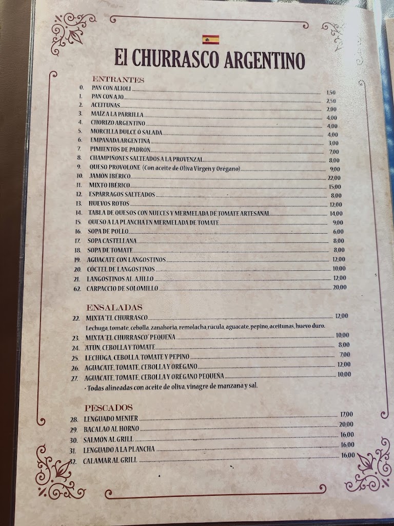 El Churrasco Argentino Steak House — Carta