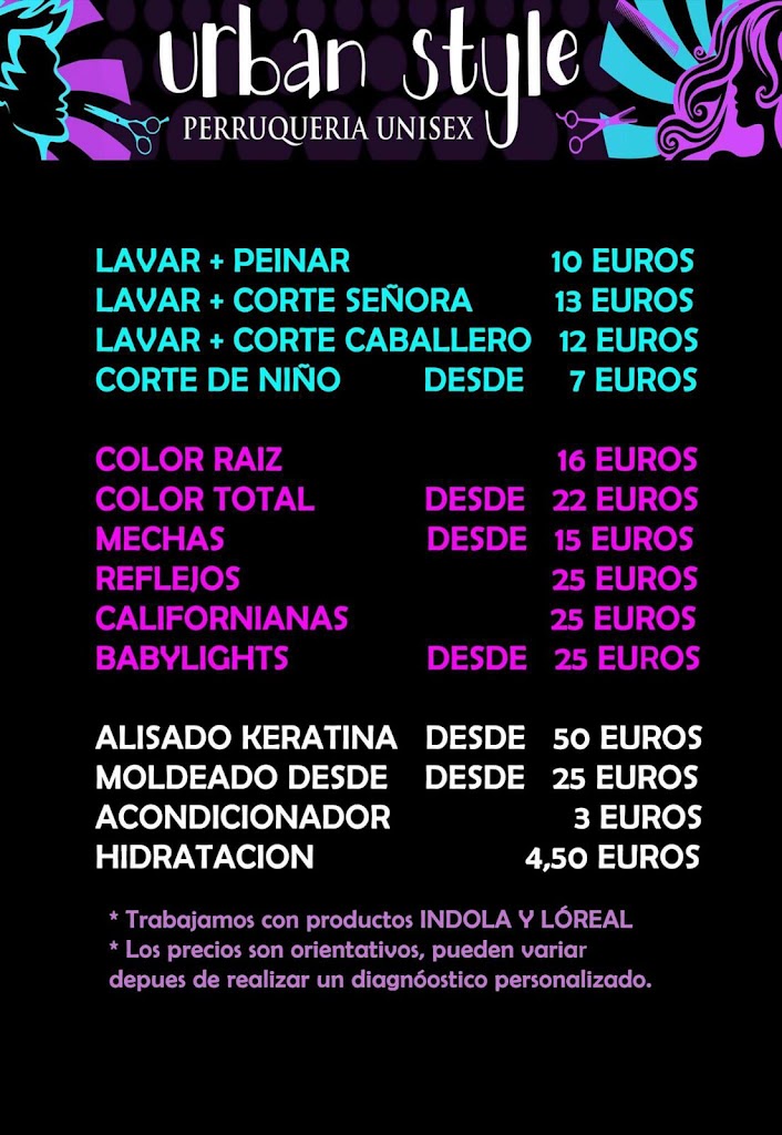Peluqueria Estetica Urban Style Cambrils — Carta