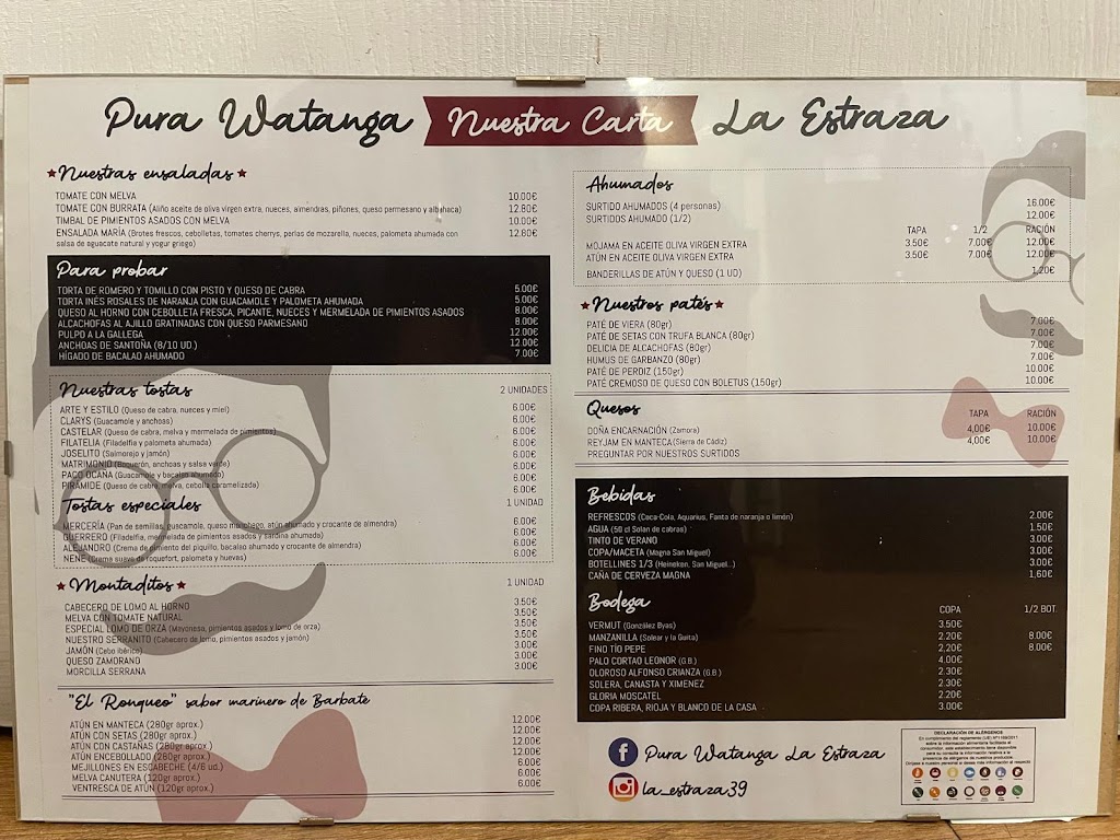 Bar La Estraza — Carta