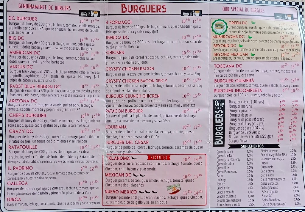 DC Burguer — Carta