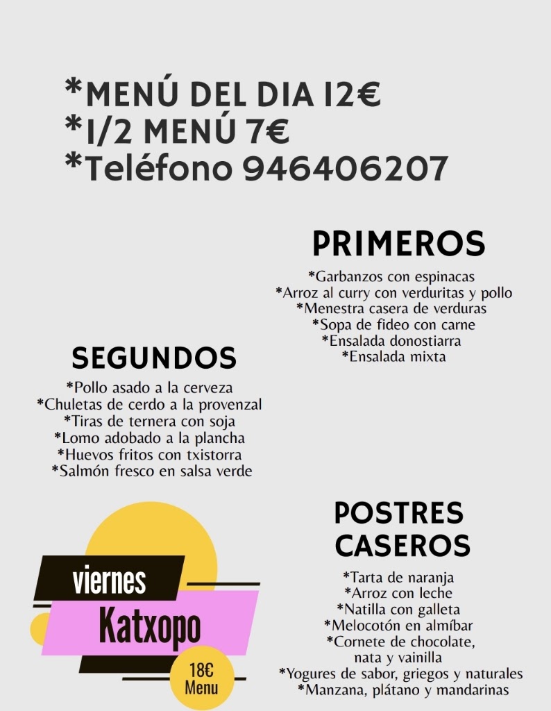 Solaguren Jatetxea — Carta