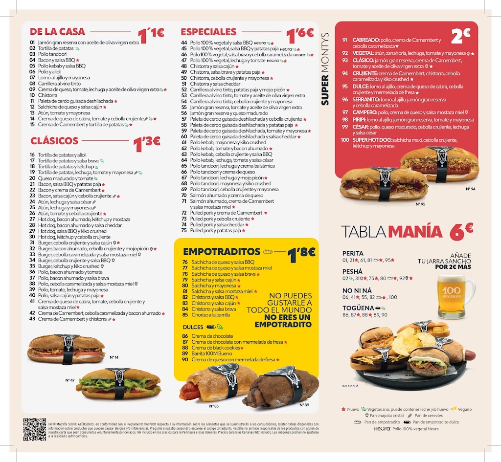 100 Montaditos Baricentro — Carta