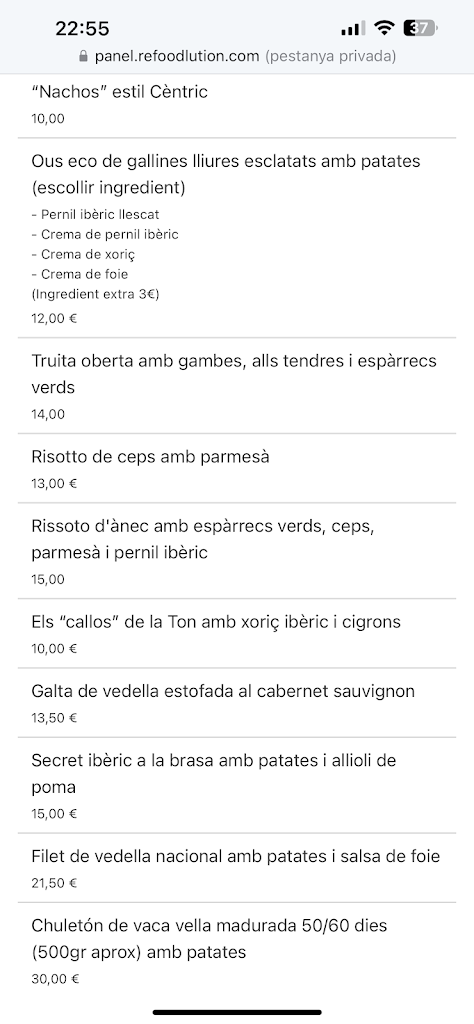 Centric Gastro-Bar — Carta
