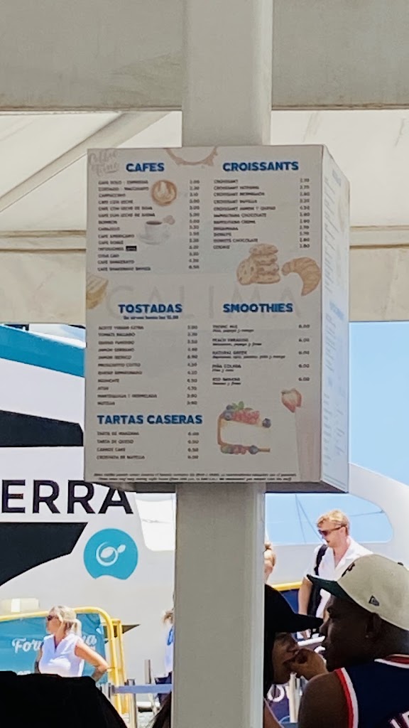 Bar Cafe Porto Evissa — Carta