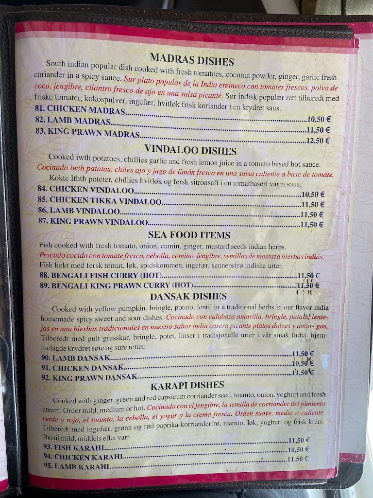 Bay Leaf Restaurant & Curry House — Carta