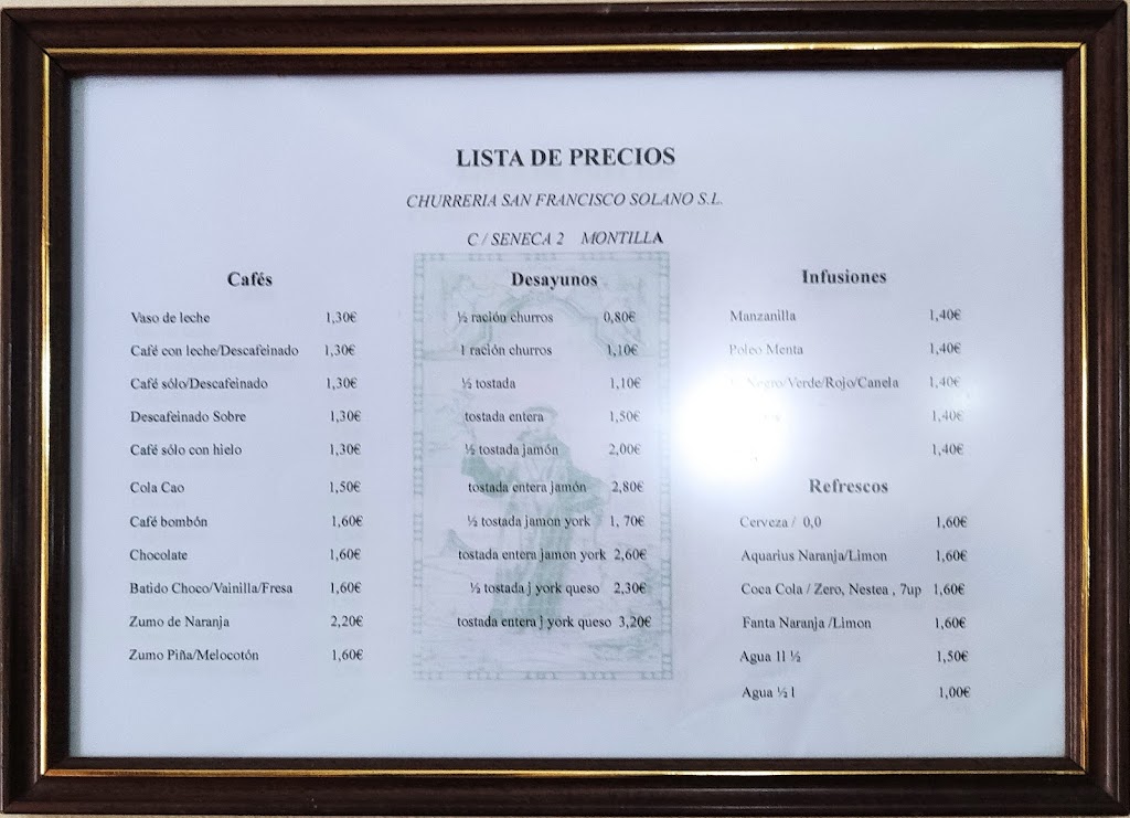 Churreria San Francisco Montilla — Carta