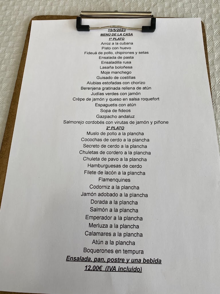 Restaurante La Bascula — Carta