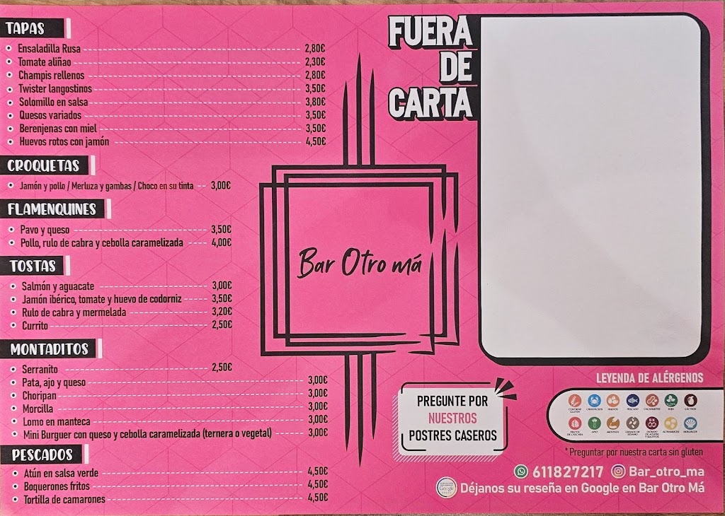 Bar Otro Ma — Carta