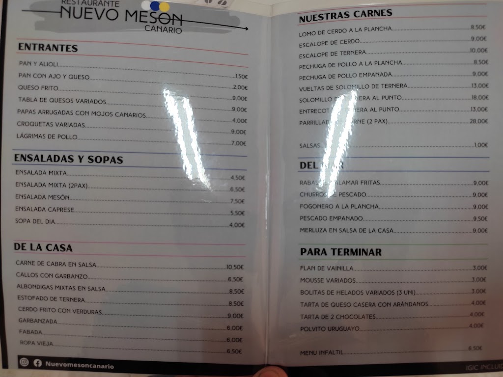 Meson Canario — Carta