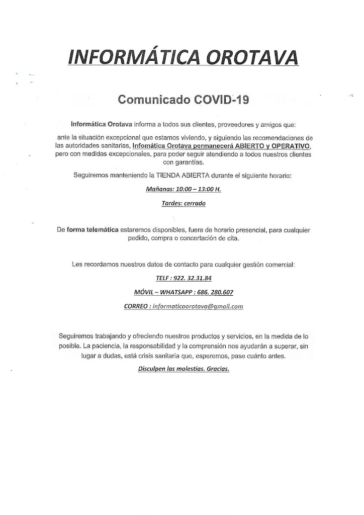 Informatica Orotava — Del propietario