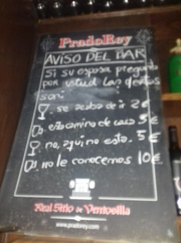 Bar Los Jardines — Carta