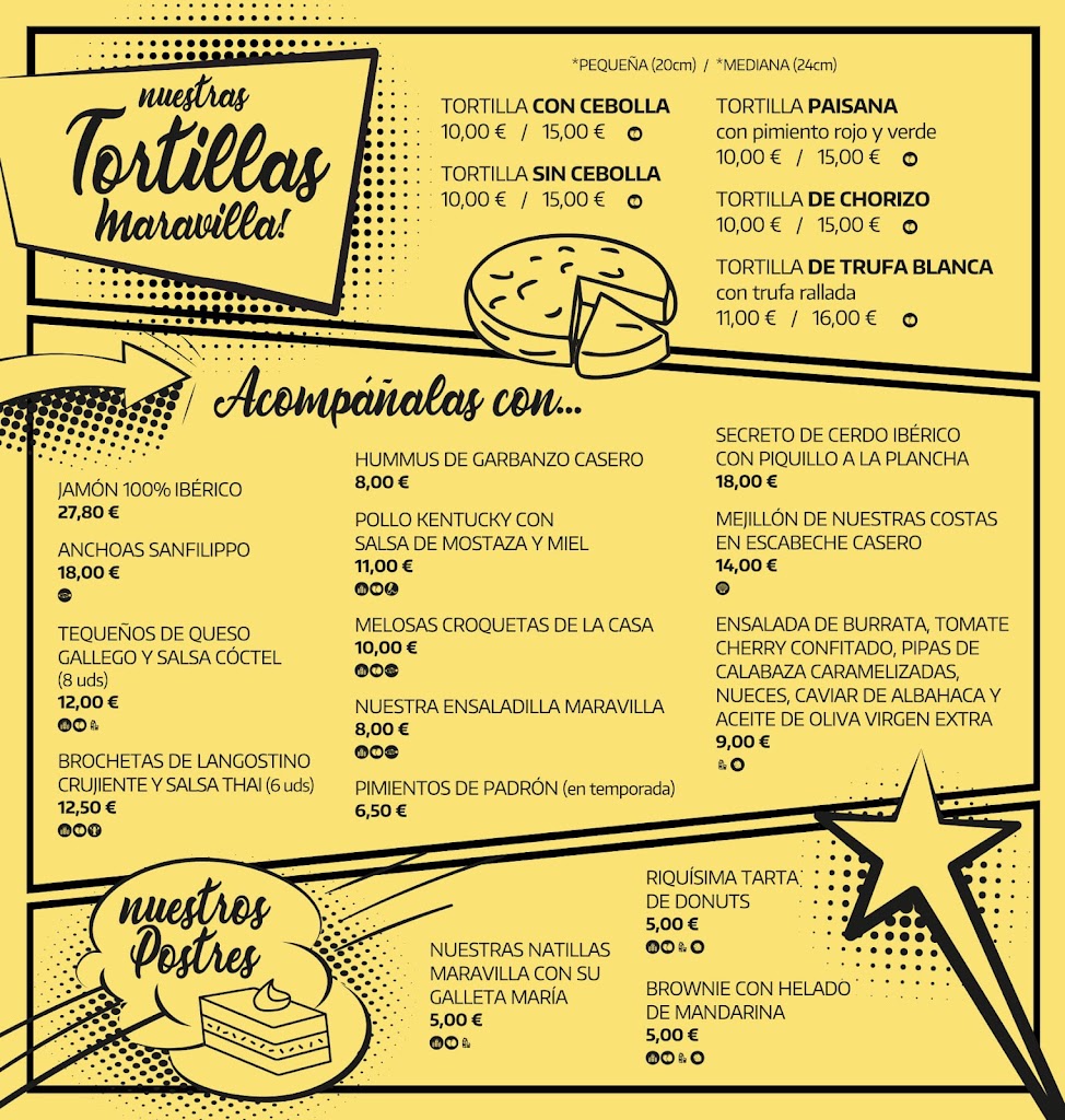 Restaurante La tortilla maravilla — Carta
