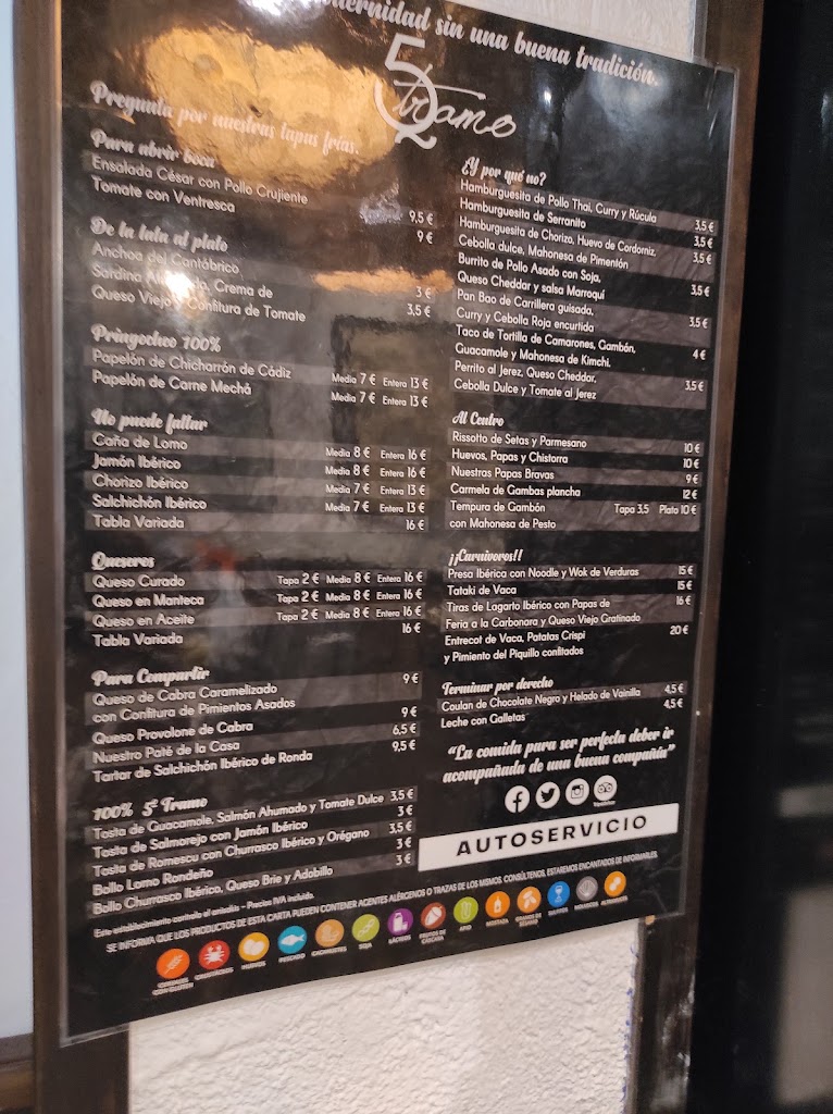 Taberna Quinto Tramo — Carta