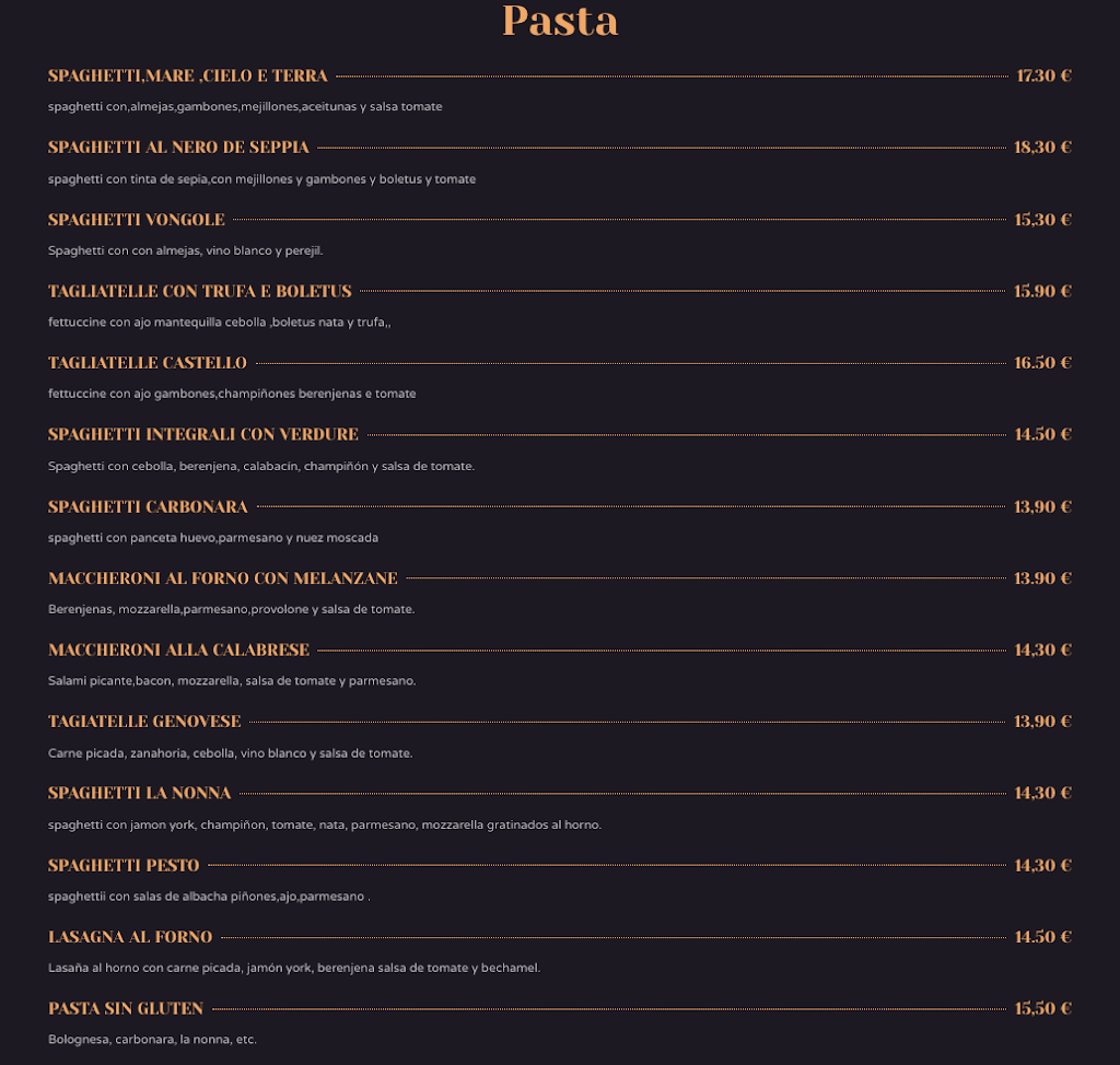 Pizzeria-Trattoria Romolo — Carta