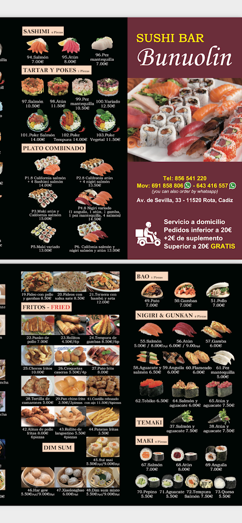 Restaurante Bunuolin — Carta
