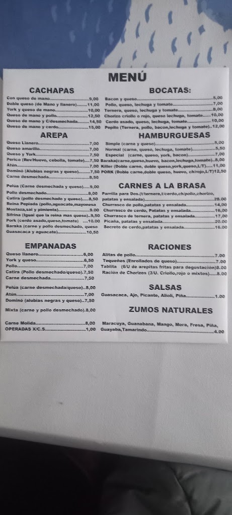 Baraka Cafe/Bar — Carta
