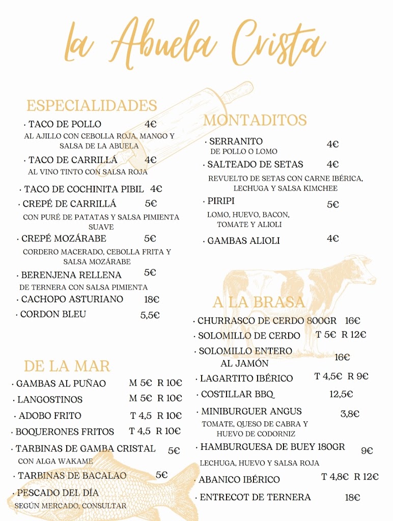 Restaurante La abuela Crista — Carta