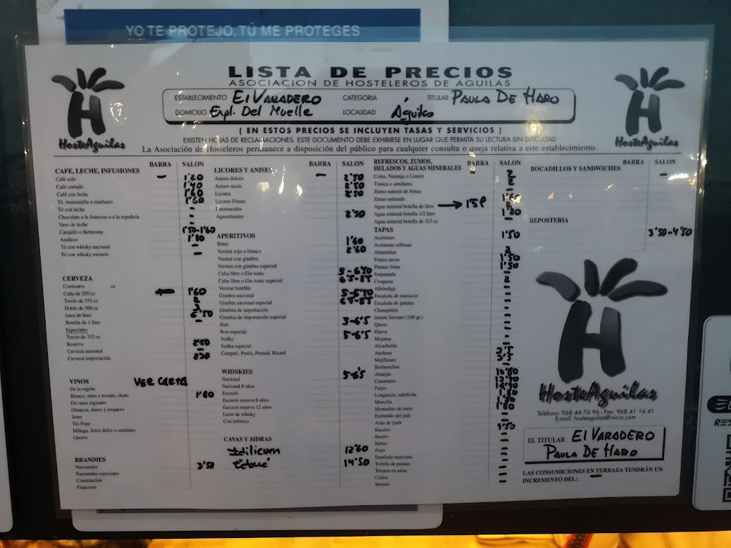 El Varadero — Carta