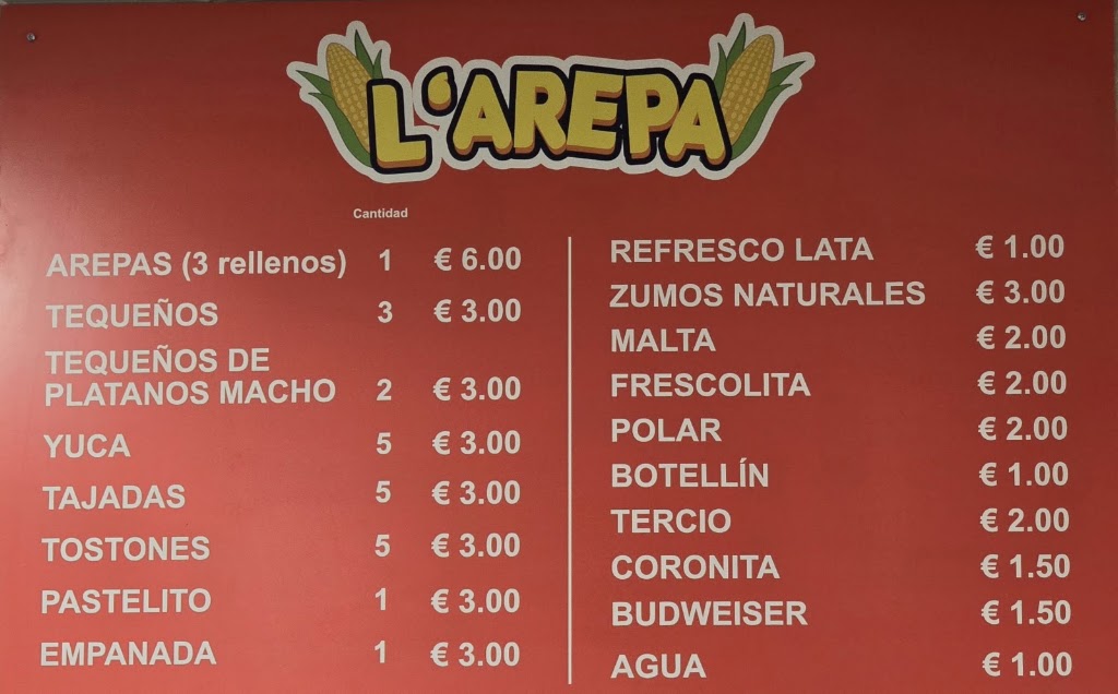 LA AREPA (San Juan Aznalfarache) — Carta