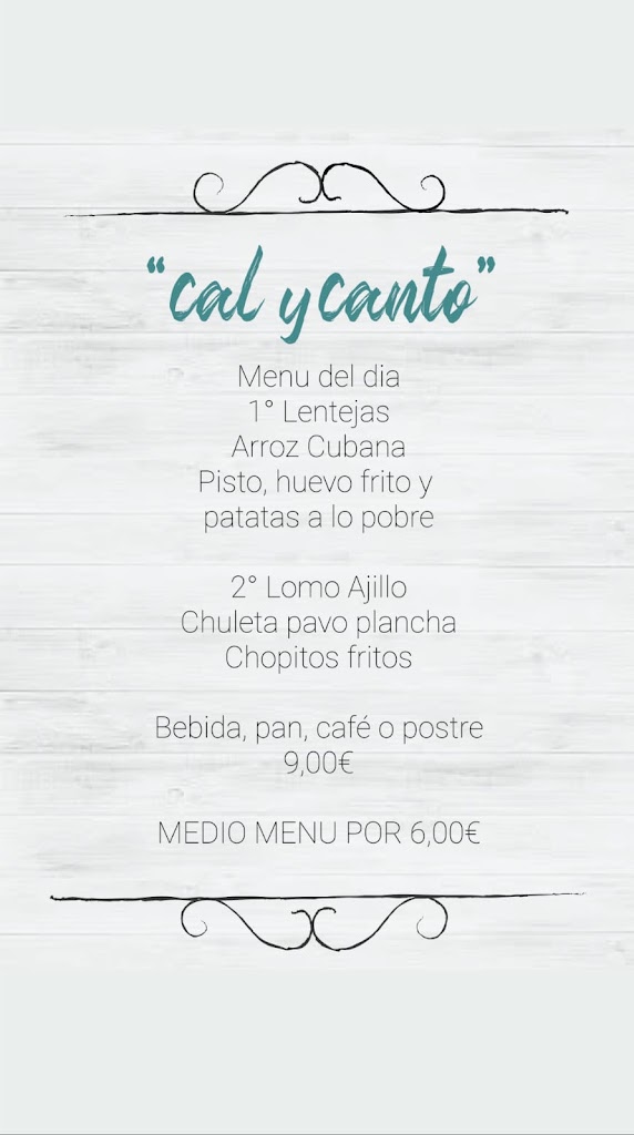 CAL Y CANTO — Carta