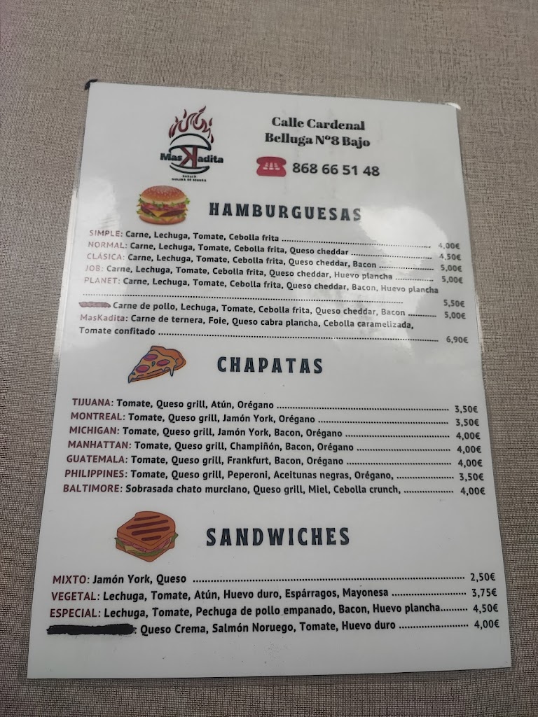 Maskadita burger — Carta