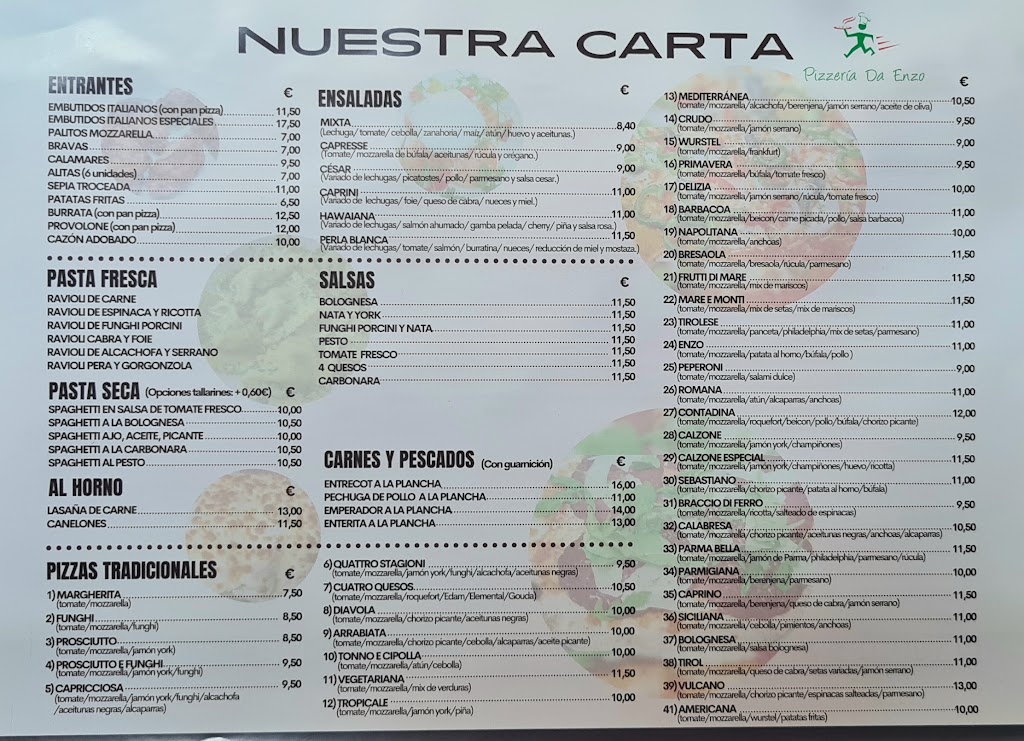 Pizzeria Da Enzo — Carta
