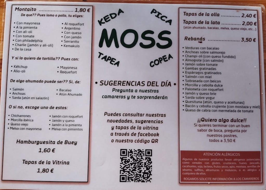 Bar Moss — Carta