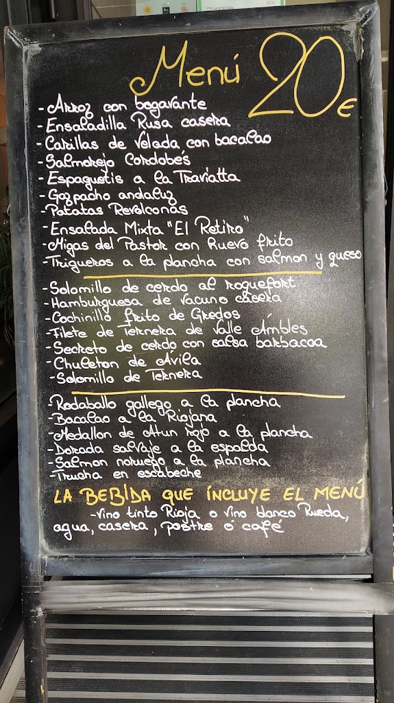 El Retiro Cafe - Restaurante — Carta