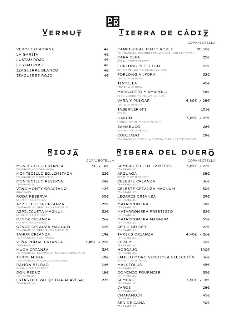 Piparra "Brasas & Vinos" — Carta