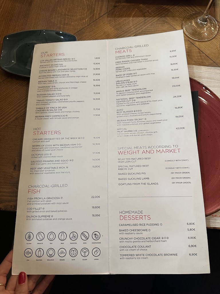 Restaurante Carbon Carbon — Carta
