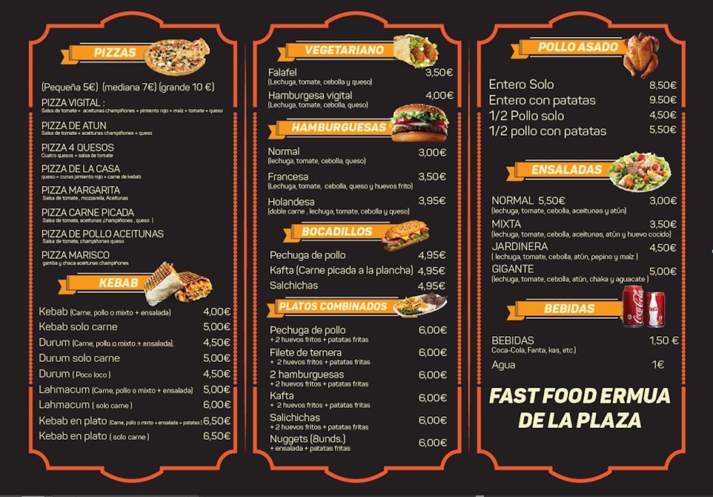 Restaurante Kebab Ermua de la plaza — Carta
