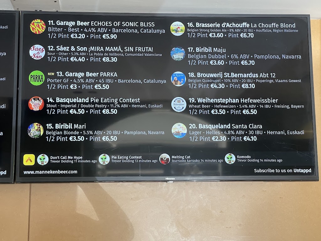 Cerveceria Manneken Beer — Carta