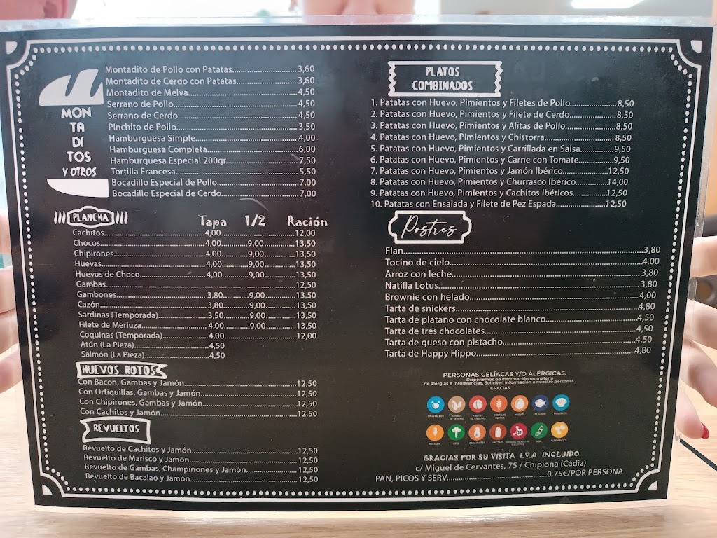 Bar Rubio Marcario — Carta