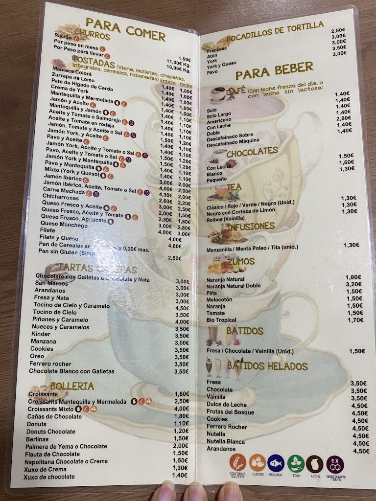 Cafeteria La Ponderosa — Carta