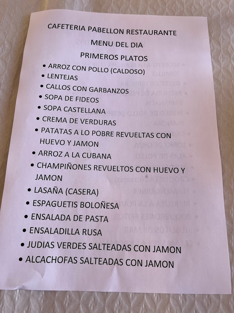 Restaurante Cafeteria Pabellon Ferial — Carta